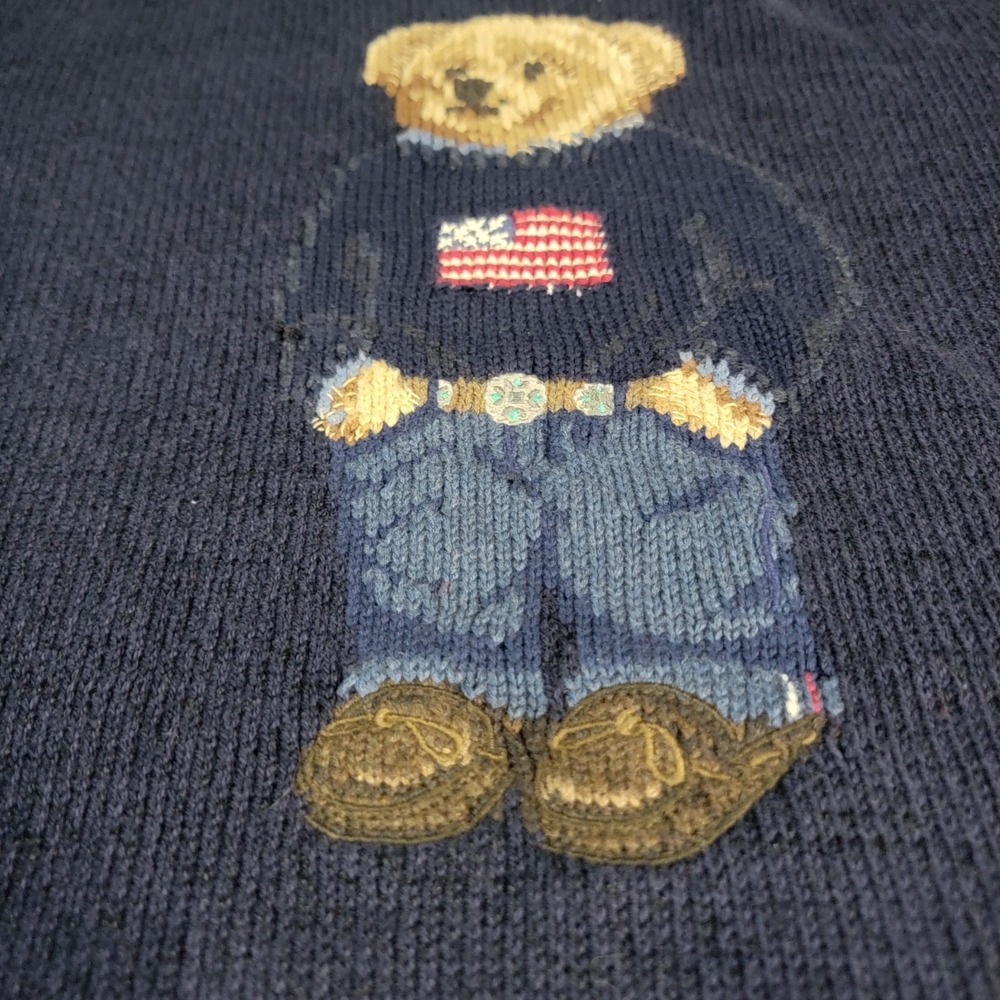 Polo Ralph Lauren Polo Bear Sweater Men's Large Blue Crew Neck Long Sleeve - Picture 8 of 11